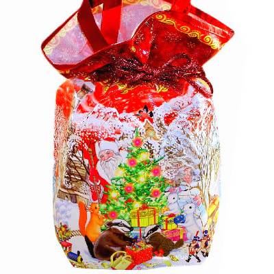 Детский подарок на Новый Год в мешочке весом 1200 грамм 
